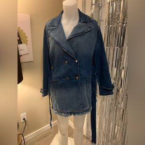 Denim dress jacket.  Size S/M.  Stretchy denim